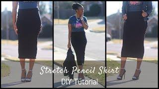 DIY Stretch Pencil Skirt Block with Flat Elastic Waistband Tutorial