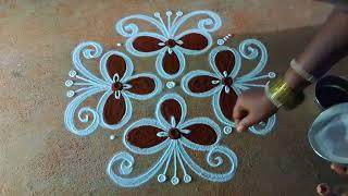 Maasi madham simple padi kolamdesign3*3 easy flowers rangoli kolam Pandaga muggulu