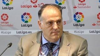 Tebas: "Yo soy del Madrid y mi mujer no pone un tuit diciendo que ya se ha hecho el trabajo"