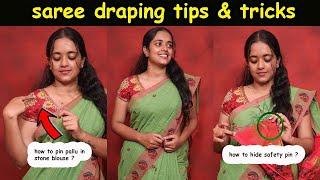 8  UNIQUE Saree Draping tips & tricks | quick & Easy method | SD VLOGS