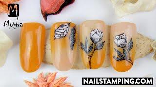 Sticker-like tulip nail art with stamping (nailstamping.com)