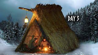 6 DAYS Winter Bushcraft: Building a Survival Shelter in Snow & Cold