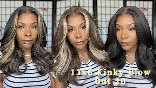 4 Color Wig Show Case |Sensationnel Kinky Edges 13x6 HD Lace Wig - Kinky Blow Out 20