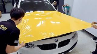 How to Wrap BMW 420d in Yellow Satisfactorily. Amazing Car Wrap Process