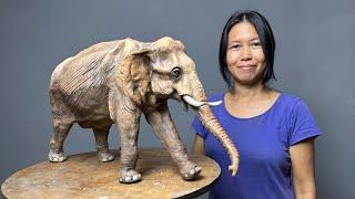 ART - Sculpture of Bull Elephant by Khwan Barton (Part 1)