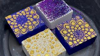 Gold Design on Purple Dyed Gym Chalk  Mica Painting BTS | ASMR