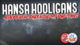 Hansa-Hooligans attackieren Sonderzug mit RWE-Fans! (Rostock - Essen)