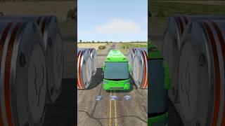 Mix Colourful Flatbed Trucks & Logs Truck vs Bollard Crash #shorts #beamng #crash #beamngdrive