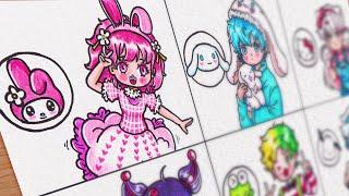 Drawing: Sanrio World but HUMAN / All Character: My Melody/ Kuromi/ Cinnamoroll/ Kerropi #sanrio