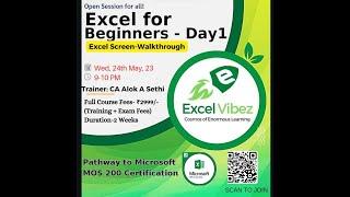 Excel for Beginners - MOS Certification Course Day1 -- CA Alok A Sethi #excel