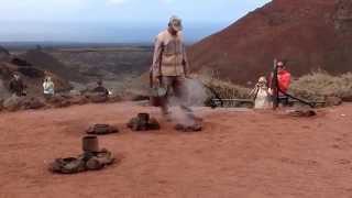 Timanfaya volcano water demonstration