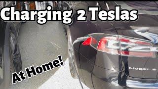 Charging 2 Tesla’s with 1 Plug!  Tesla Charging at Home!
