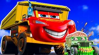 McQueen Belaz the Zombie Destroyer saves Tow Mater from Giant Zombie Sergeant BeamNG.drive