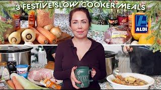 3 FESTIVE SLOW COOKER MEALS FOR UNDER £20 FROM ALDI | Christmas Slow Cooker Meals Dump & Go