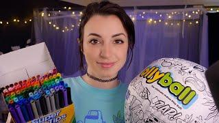 ASMR | Coloring on a Crinkly Cartoon Ball | Soft Spoken