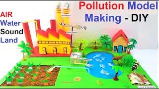 Pollution Model Making 3d (Air, Water, Land and Sound) | Types of Pollution | DIY home | howtofunda