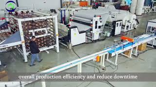 fully auto kitchen towel toilet paper roll  production line colored printing and glue lamiantion