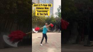 Just a 71 year old Chinese man casually exercising at the park today in Beijing.