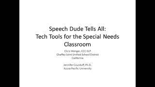 Speech Dude Tells More - Practical Technology for Moderate to Severe Students