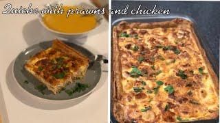 Quiche with prawns and chicken( quiche aux crevettes et poulet)