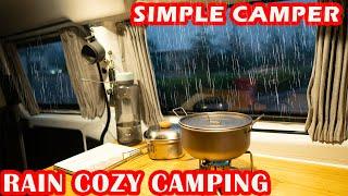 RAIN CAMPER VAN CAMPING , ASMR, NO MUSIC, NO TALKING, ASMR