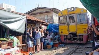 Maeklong Railway Market | Train Run Through Thailand’s Most Dangerous Market | Bangkok VLog