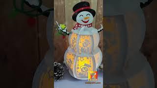 Snowman lantern paper cutting - 3D shadow box table lamp cricut Tdesign510 #Christmas #lantern #svg