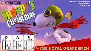 SNOOPY'S CHRISTMAS {CAPO 4} The Royal Guardsmen (Absolute Beginner Guitar Chord & Strum Play-Along)