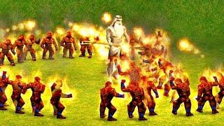 50 Fire Giant vs Living Poseidon Statue | Age of Mythology