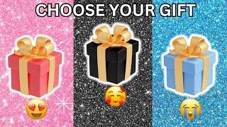 Choose Your Gift || 3 Gift Box Challenge | Pink, Black & Blue | 2 good 1 bad | Absolute Quiz Blitz