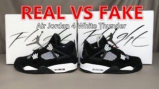 Real vs Fake Air Jordan 4 White Thunder from Suplook