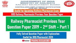 Railway Pharmacist previous year question paper 2019 Shift 2 II Preparation strategy