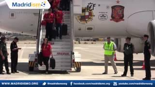 The Euro 2012 Champions, Spain, arrives in Madrid, España, La Roja aterriza