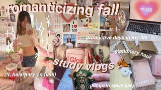 🩰 romanticising school + autumn/ fall | study with me, aesthetic vlogs, ft. halara haul