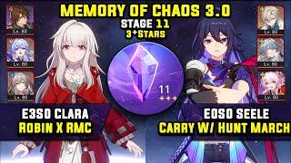 E3 Clara Hypercarry & E0 Seele Carry W/ Sunday (3 Stars) Memory Of Chaos 11 Honkai Star Rail 3.0