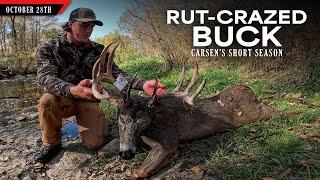 Rut-Crazed Buck Running a Scrape Line - Carsen's Short Season | Bowhunting Whitetails w/ Bill Winke
