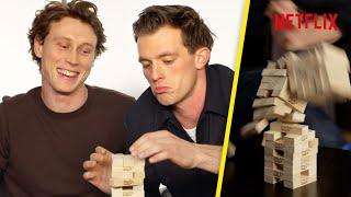 George MacKay + Jannis Niewöhner Play Jenga + Answer Big Questions | Munich - The Edge of War