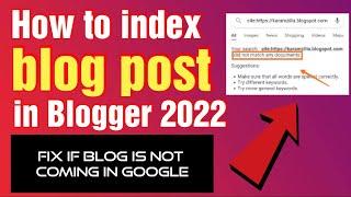 How to index Blog Posts in Blogger Without Error - Fix Blog Post not Index by Google search console