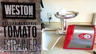 Weston Deluxe Electric Tomato Strainer & Meat Grinder: Assembly & Demo