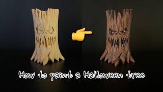 [우드카빙]할로윈나무 채색-How to paint a Halloween tree