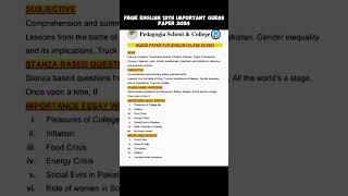 Fbise English 12th Important Guess Paper 2024 - Federal Board Exam