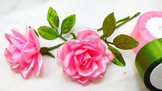 DIY satin ribbon roses/how to make roses with satin ribbon