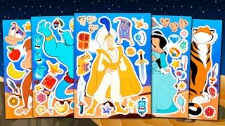 ALADDIN STICKER BOOK MAKEOVER | PRINCESS JASMINE, GENIE, IAGO, ABU FUN STICKER ACTIVITY