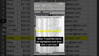 Excel tip to highlight row with one click #exceltips #excel #exceltricks