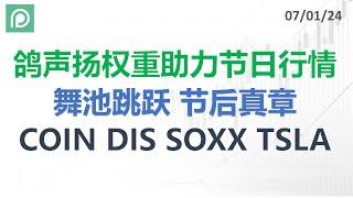 美股分析 COIN DIS SOXX TSLA 鸽声扬权重助力节日行情 舞池跳跃 节后真章