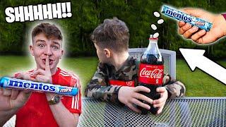 *PRANK* COCA COLA VS MENTOS ON LITTLE BROTHER!!