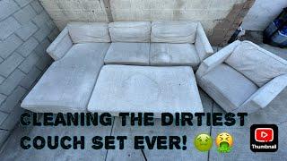 Cleaning the dirtiest couch set ever using Prochem products & Super clean!