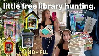 little free library hunting & HUGE book unhaul  mini book haul!