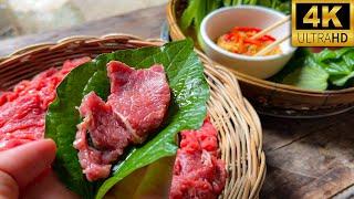 Very Yummy Eating Raw Beef With Spicy Sauce | Asian Food @foodatasty