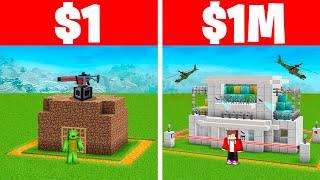 $1 VS $1,000,000 Security House in Minecraft - Maizen JJ and Mikey BUILD CHALLENGE